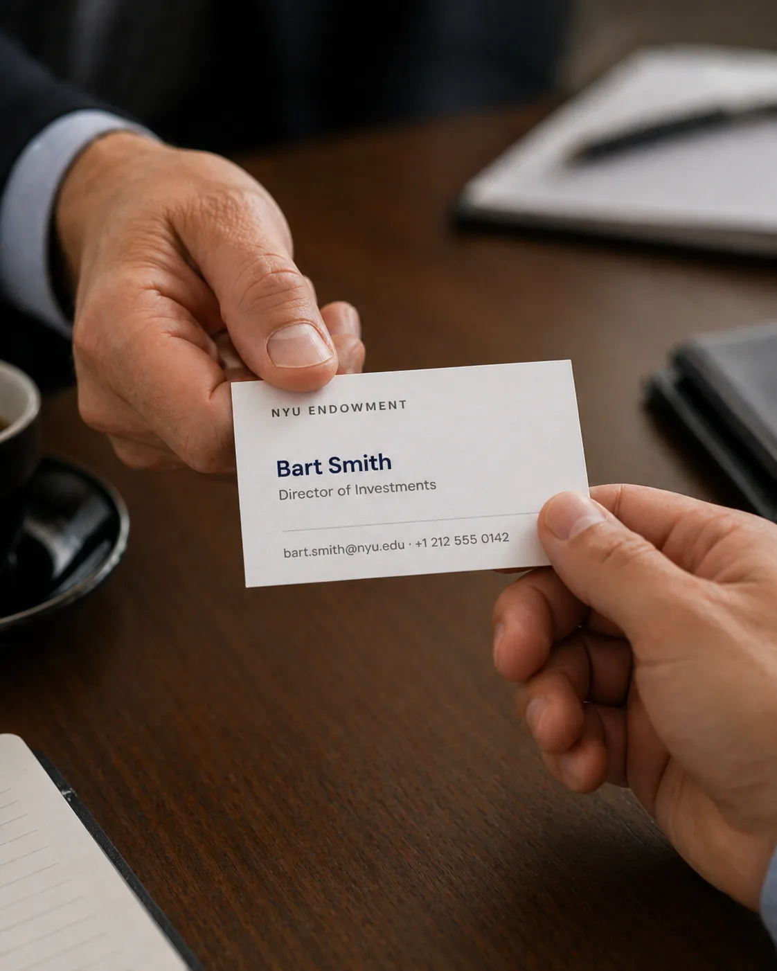 Business card being uploaded to Cubista